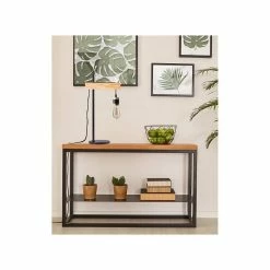 Meilleure affaire 😀 Paris prix DETROIT Lampe industrielle en bois - 24 x 18 x H60 cm - Noir - Ampoule décorative E27 40W fournie 🔔 -Optonica Soldes 3248116411823 2