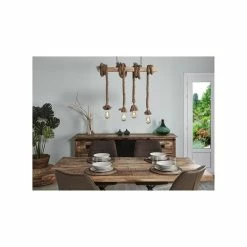 Meilleure affaire 🧨 Paris prix Suspension 4 Lampes - Métal noir et bois - NEW DETROIT 😉 -Optonica Soldes 3248116417825 2