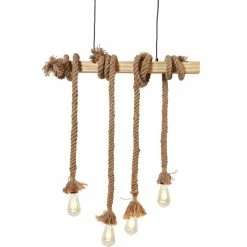 Meilleure affaire 🧨 Paris prix Suspension 4 Lampes - Métal noir et bois - NEW DETROIT 😉 -Optonica Soldes 3248116417825 5