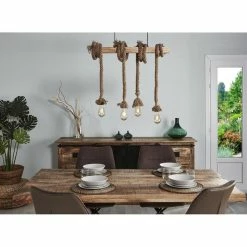 Meilleure affaire 🧨 Paris prix Suspension 4 Lampes - Métal noir et bois - NEW DETROIT 😉 -Optonica Soldes 3248116417825 7