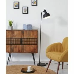 Acheter 👍 Paris prix Lampadaire - Lucas - Métal - Asymétrique - 20 x 20 x 153 cm - Industriel - Noir 👏 -Optonica Soldes 3248116442308 7