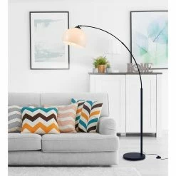 Meilleure vente ✔️ Paris prix DAISY Lampadaire Arc - Métal Noir - Réflecteur Acrylique Blanc - L 30 x P 110 x H 170 🛒 -Optonica Soldes 3248116516030 6