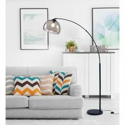 Grosses soldes 🎉 Paris prix DAISY Lampadaire Arc - Métal Noir - Réflecteur Acrylique Fumé - L 30 x P 110 x H 170 🥰 -Optonica Soldes 3248116516474 5