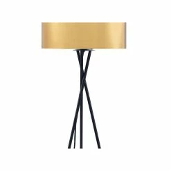 Les meilleures critiques de 🧨 Paris prix Lampadaire Trépied Métal Noir - Abat jour Doré et Chromé - D 34 x H 140 cm 🛒 -Optonica Soldes 3248116521775 3