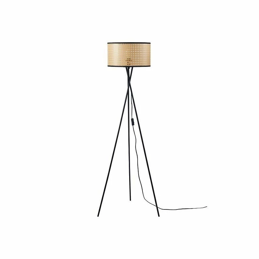 Grosses soldes đ Paris prix Lampadaire TrĂ©pied MĂ©tal Noir - Abat jour Cannage PVC LiserĂ© Noir - D 34 x H 140 cm â 3 Grosses soldes đ Paris prix Lampadaire TrĂ©pied MĂ©tal Noir - Abat jour Cannage PVC LiserĂ© Noir - D 34 x H 140 cm â â Image 3