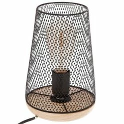 Meilleure affaire ✨ Atmosphera Lampe en métal et bois noir 😉