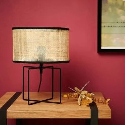 Meilleur prix ✔️ Ostaria Lampe métal rotin Yuca noir ✨ -Optonica Soldes 3482731474058 4