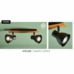 Meilleure affaire 🌟 Ostaria Rampe 2 spots orientables Atelier noir 🎉 -Optonica Soldes 3482731486396 4