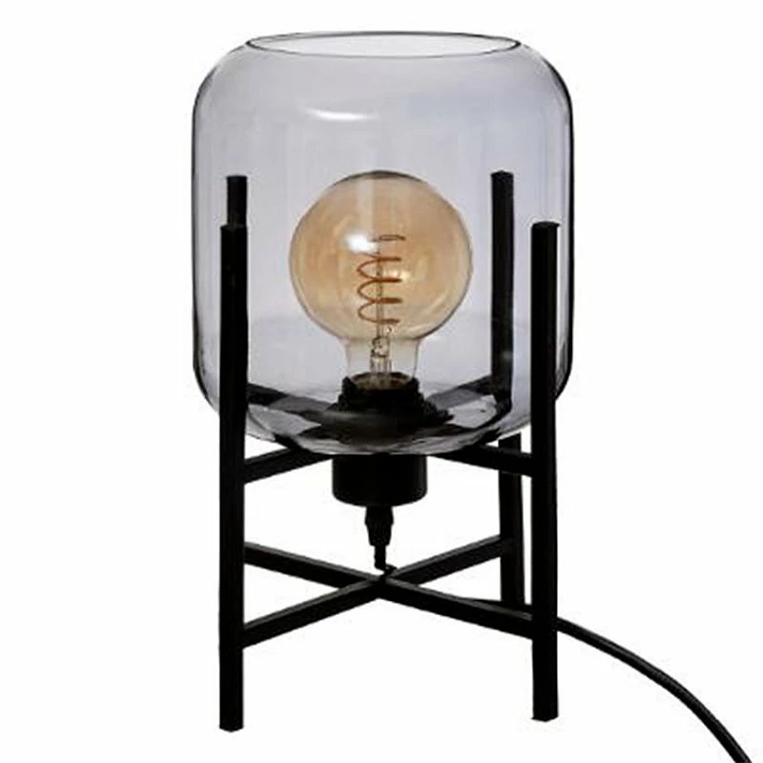 Promo ✔️ Atmosphera Lampe à Poser en Verre "Rob" 34cm Noir 🛒 1 Promo ✔️ Atmosphera Lampe à Poser en Verre "Rob" 34cm Noir 🛒