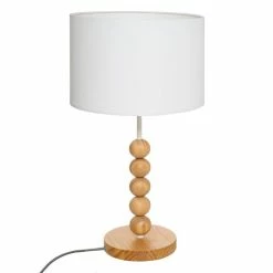 De gros 🤩 Atmosphera Lampe à Poser en Bois "Nino" 48cm Blanc 🤩