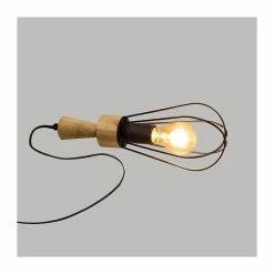 Le moins cher 🛒 Atmosphera Lampe en Bois et métal Noir H 36 cm 🤩 -Optonica Soldes 3560233822734 2