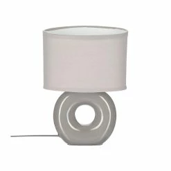 Nouveau đ Atmosphera Lampe Ă poser Blanche pied en cĂ©ramique et abat-jour en coton H 25 cm đŻ