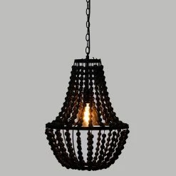 Coupon 😀 Atmosphera Luminaire Suspension Perles noires en Bois D 38.5 cm 🎁 -Optonica Soldes 3560237548173 4