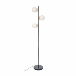 Budget 🧨 Atmosphera Lampadaire Bleu navy 3 Boules Blanches en verre H 161 cm 🔥