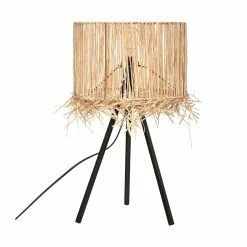 De gros ❤️ Atmosphera Lampe Trépied en métal et Abat jour en Raphia H 49 cm 🛒