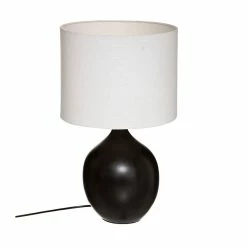 Meilleur prix 👍 Atmosphera Lampe à poser en Céramique Noire et Abat jour Blanc H 51.5 cm 💯