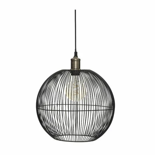 Grosses soldes ⌛ Atmosphera Luminaire Suspension en Métal filaire Noir & Doré D 34 cm ⌛ -Optonica Soldes 3560237586359 1