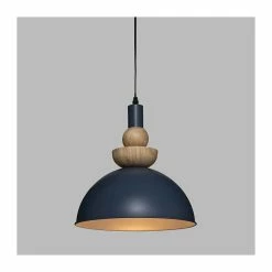 Sortie ✨ Atmosphera Luminaire Suspension en Métal Bleu et Bois D 31 cm 🔔 -Optonica Soldes 3560237586441 2