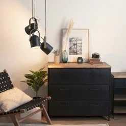 Meilleure affaire ⭐ Suspension x3 métal Bil noir et doré Atmosphera - Noir ⌛ -Optonica Soldes 3560237586571 2