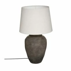 De gros 👏 Atmosphera Lampe Ailen en Céramique Marron et Abat-jour Blanc cassé H 60 cm 😀
