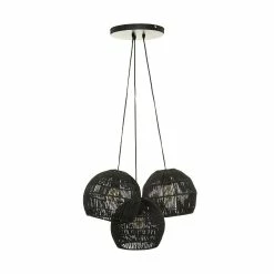 Meilleure affaire đ Atmosphera Luminaire Suspension en Corde 3 TĂȘtes D. 25 x H. 95 cm đ