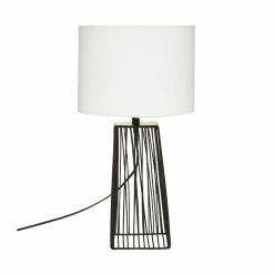 Meilleur prix ⌛ Atmosphera Lampe à poser en métal Noir et abat-jour Blanc H 46 cm 👏