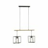 Meilleure affaire ✔️ Atmosphera Luminaire Suspension 2 Lampes en Métal Noir et Bois d'Acacia ⌛