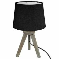 Meilleure affaire 🎉 Atmosphera Lampe en Bois brossé et Abat-jour Beige Lin H 31 cm 👍