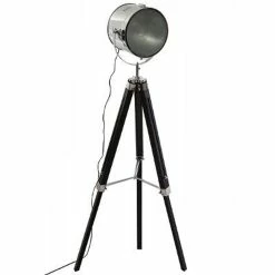 Offres 😉 Atmosphera Lampadaire Trépied en Métal & Bois "Ébor" 150cm Noir 🛒