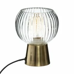 Le moins cher 🤩 Atmosphera Lampe à Poser en Verre "Laye" 19cm Or 🎁