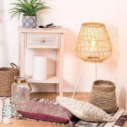 Grosses soldes 💯 Atmosphera Lampadaire Trépied Bambou "Ritual" 76cm Naturel ⌛ -Optonica Soldes 3560238704158 4