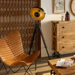 Grosses soldes 🤩 Atmosphera Lampadaire Trépied Design "Lahti" 162cm Noir & Or 🎉 -Optonica Soldes 3560238704691 5