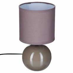 Meilleure affaire 😉 Atmosphera Lampe en Céramique Pied Boule striée Vert Kaki H 24.5 cm 🎉