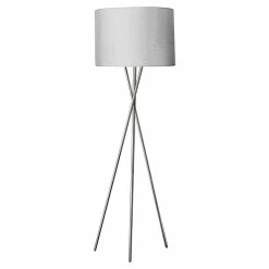 Le moins cher âš Altobuy VARSK - Lampadaire Gris 160cm PiĂštement TrĂ©pied MĂ©tal ChromĂ© đ