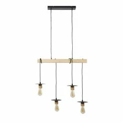 Remise 🌟 Altobuy MAGELAN - Suspension en Bois et Métal Noir 4 Ampoules 🔔 -Optonica Soldes 3663738037631 3