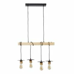 Remise 🌟 Altobuy MAGELAN - Suspension en Bois et Métal Noir 4 Ampoules 🔔 -Optonica Soldes 3663738037631 4