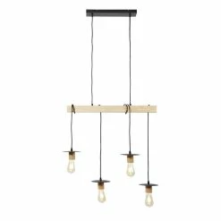 Remise 🌟 Altobuy MAGELAN - Suspension en Bois et Métal Noir 4 Ampoules 🔔 -Optonica Soldes 3663738037631 5