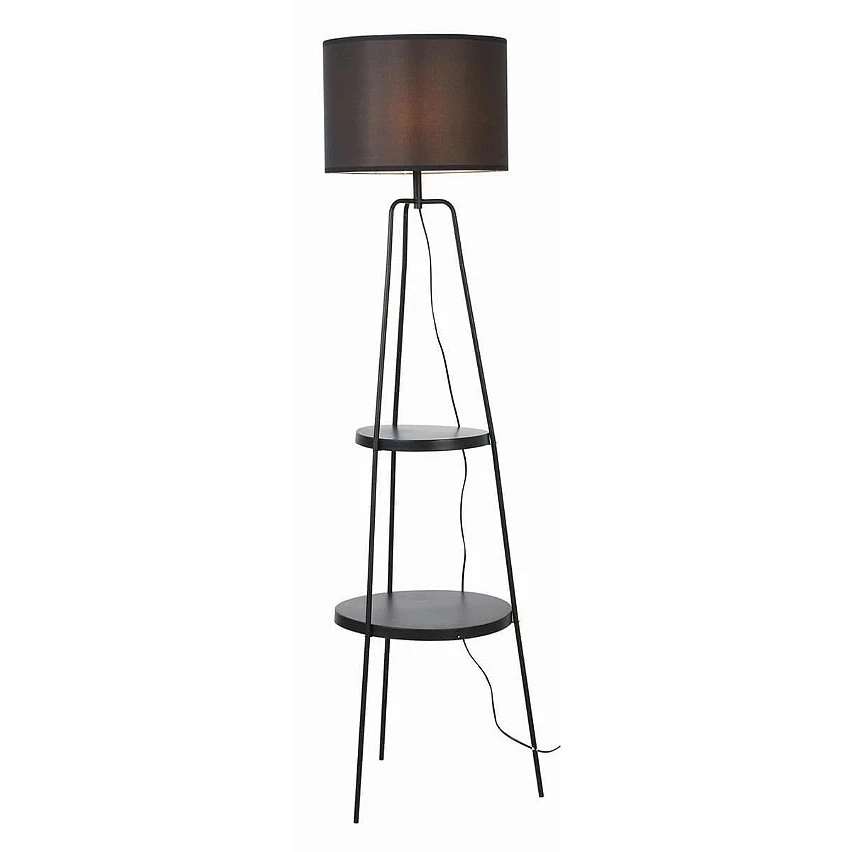 Nouveau 🎁 Altobuy CIRCLE - Lampadaire en Métal Noir 2 Etagères Abat-Jour en Tissu Noir 😉 3 Nouveau 🎁 Altobuy CIRCLE - Lampadaire en Métal Noir 2 Etagères Abat-Jour en Tissu Noir 😉 – Image 3
