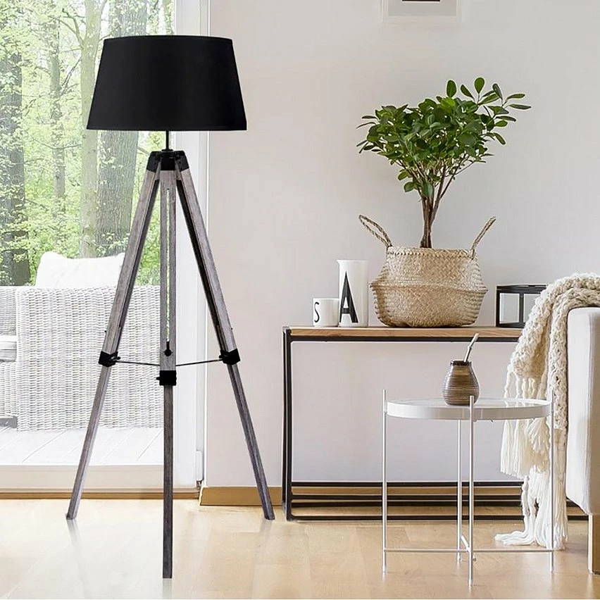 Top 10 💯 Altobuy LIAM - Lampadaire Trépied en Bois Gris et Abat-Jour Tissu Noir ✔️ 2 Top 10 💯 Altobuy LIAM - Lampadaire Trépied en Bois Gris et Abat-Jour Tissu Noir ✔️ – Image 2