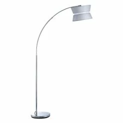 Meilleur prix đ Altobuy GASPARD - Lampadaire DĂ©portĂ© en MĂ©tal et Abat-Jour Tissu Gris đ