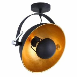 Acheter 👏 Altobuy SPENCER - Plafonnier en Métal Noir et Doré 🛒