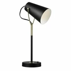 Tout neuf 🔔 Altobuy STODY - Lampe à Poser Pied et Abat-jour en Métal Noir Détails Dorés 😍