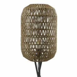 Remise 🥰 Altobuy KINDILL - Lampadaire en Métal Noir Abat-jour Aspect Rotin Blanc 🌟 -Optonica Soldes 3663738038676 4