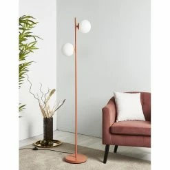 Promo ✔️ Altobuy BARTH - Lampadaire en Métal Noir Double Abat-jour en Verre 🌟 -Optonica Soldes 3663738038744 2