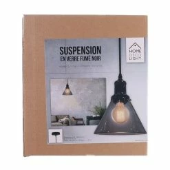 Coupon 🤩 The Home Deco Factory Lampe Suspension en Verre "Entonnoir" 18cm Gris 🎁 -Optonica Soldes 3664944048305 3