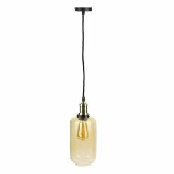 Le moins cher 🎁 The Home Deco Factory Lampe Suspension en Verre "Bouteille" 28cm Gris 😀