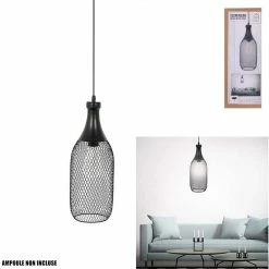 Tout neuf 🎁 The Home Deco Light Suspension en métal noir bouteille filaire 14.5 x 40 cm 🔔 -Optonica Soldes 3664944048572 4