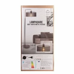 Offres 😉 The Home Deco Light Lampadaire Design Effet Marbre "Perfo" 152cm Gris 🛒 -Optonica Soldes 3664944048824 3