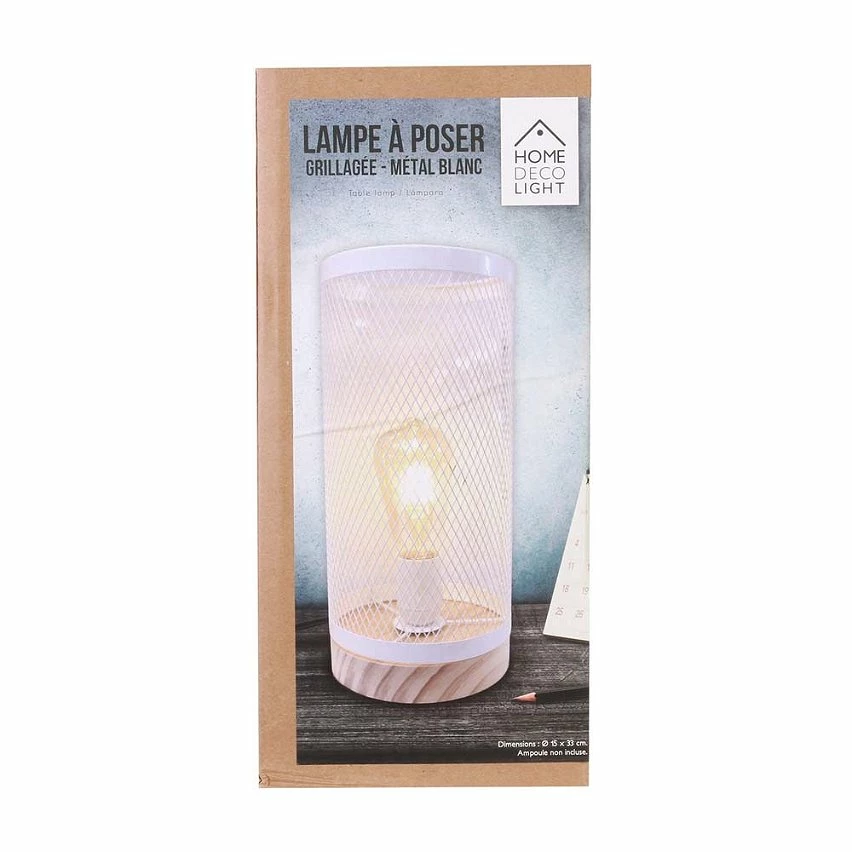 Grosses soldes đ The Home Deco Light Lampe cylindrique mĂ©tal grillagĂ© socle en bois blanc đ 2 Grosses soldes đ The Home Deco Light Lampe cylindrique mĂ©tal grillagĂ© socle en bois blanc đ â Image 2