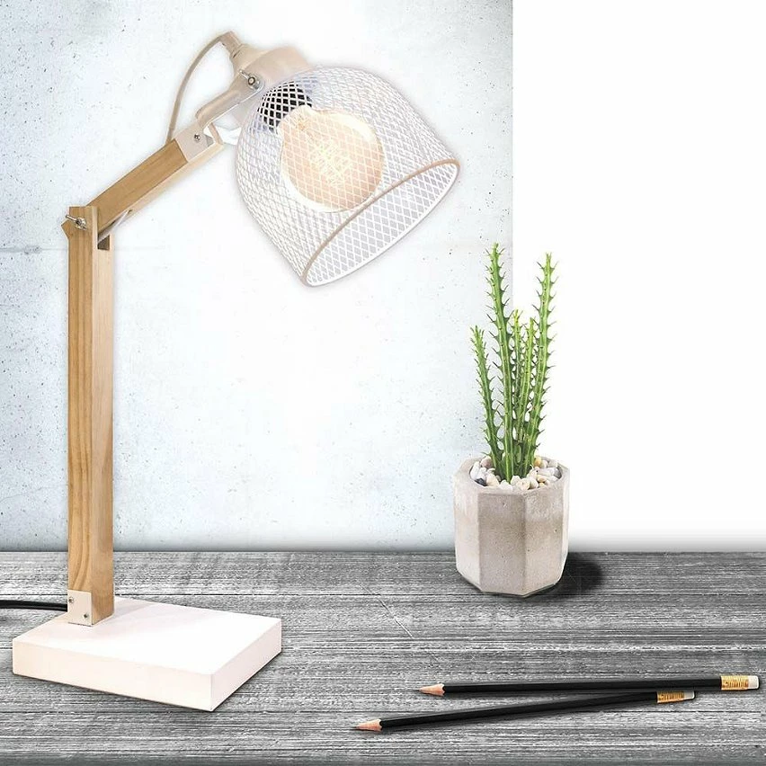Offres 😉 The Home Deco Light Lampe de Bureau Articulée "Grille" 38cm Naturel & Noir 🤩 2 Offres 😉 The Home Deco Light Lampe de Bureau Articulée "Grille" 38cm Naturel & Noir 🤩 – Image 2